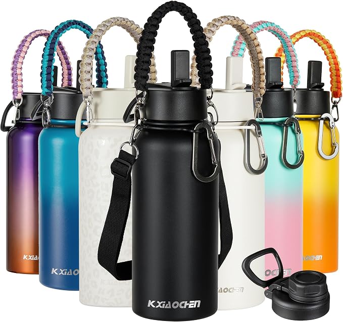 KXIAOCHEN Insulated Water Bottle, Stainless Steel Water Bottle, 2 Lids by KXIAOCHEN