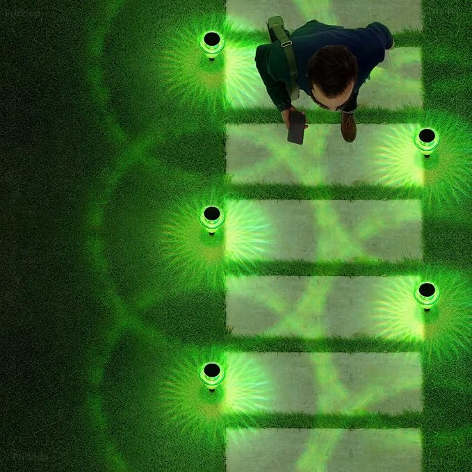 Priddop Solar Lights Outdoor Pathway Waterproof 8 Pack Green Stake LED Green - Image 6