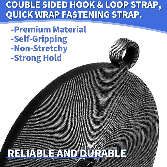 1/2In x 197Ft Reusable Cable Ties Hook and Loop Roll | Tie Down Straps - Image 7