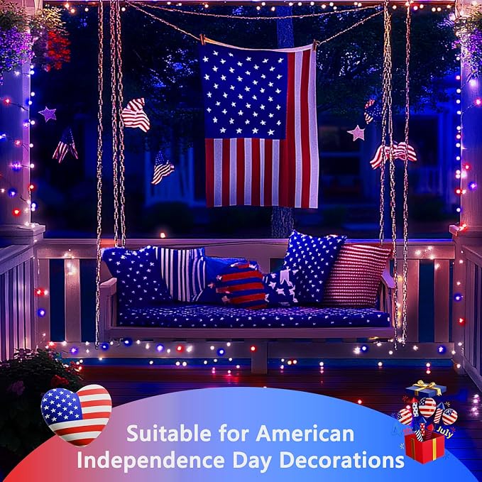 4th of July Decorations Solar String Lights 2Pack 400LED Independence Day Lights - Image 5