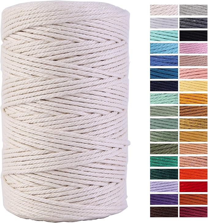 Macrame Cord 3mm x 220Yards 100% Natural Cotton Macrame Rope Cotton Cord by AestheticDesignforYou
