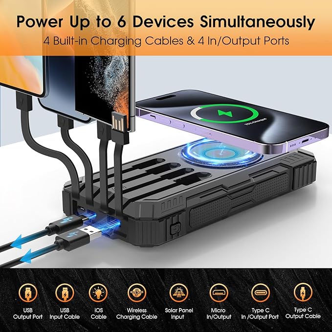 Solar Power Bank, 49800mAh Wireless Portable Phone Charger - Image 4