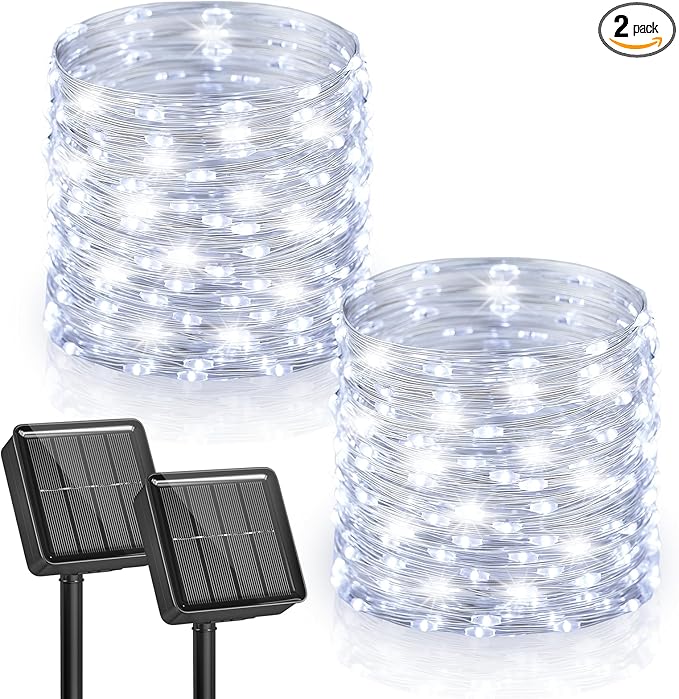 Minetom 2 Pack Solar String Lights, Total 66Ft 200 LED Solar Fairy Lights by Minetom