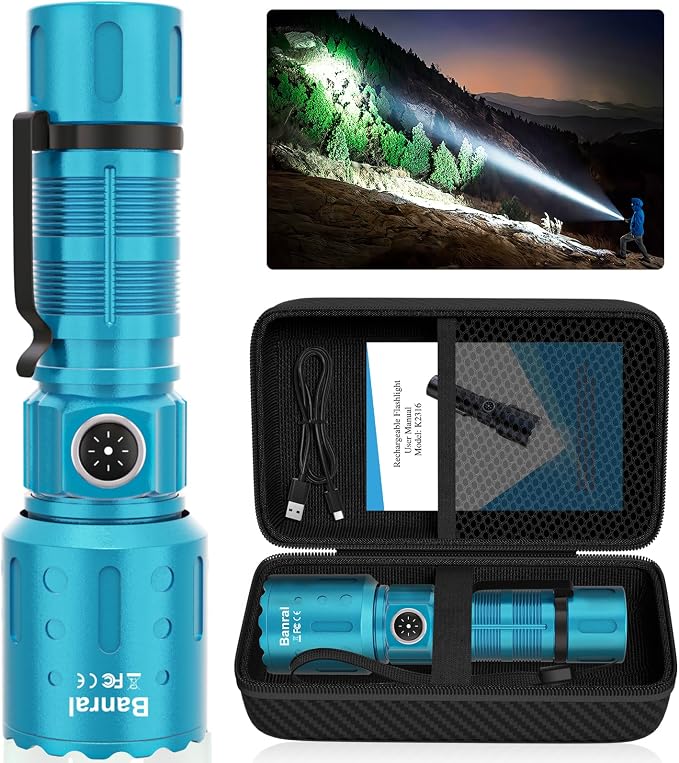 Banral Flashlights High Lumens Rechargeable, Super Bright Long Range Small by Banral