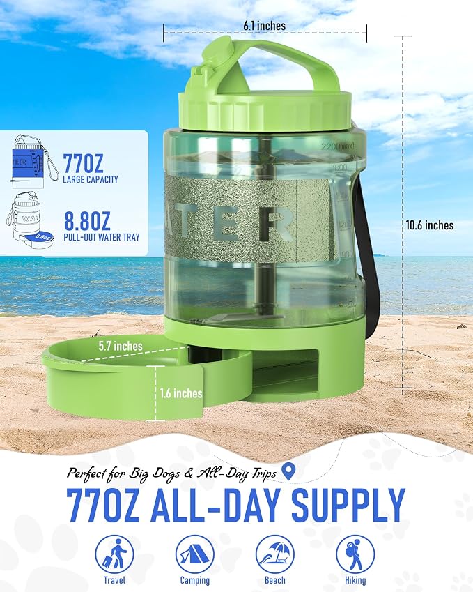 Portable Dog Travel Water Bottle, 77oz Large Portable Dog Water Bowl Dispenser - Image 2