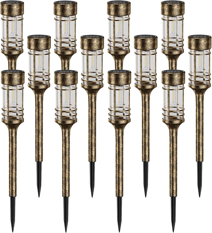 LETMY 12 Pack Brown Solar Pathway Lights Outdoor, Bright Solar Lights Outdoor - Image 9