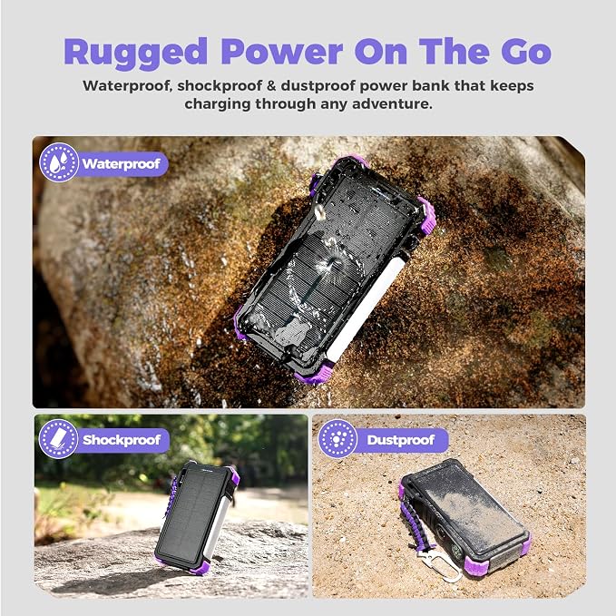 BLAVOR Solar Power Bank 20000mAh Built-in Cables, Wireless Charger - Image 6