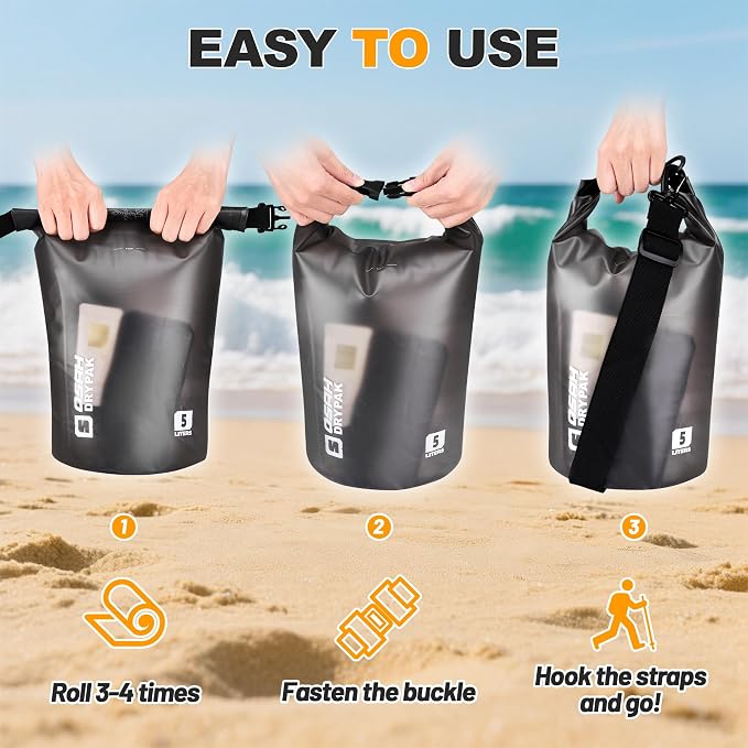 Waterproof Dry Bag, 5L/10L/20L/30L/40L Roll Top Lightweight Storage Backpack - Image 4