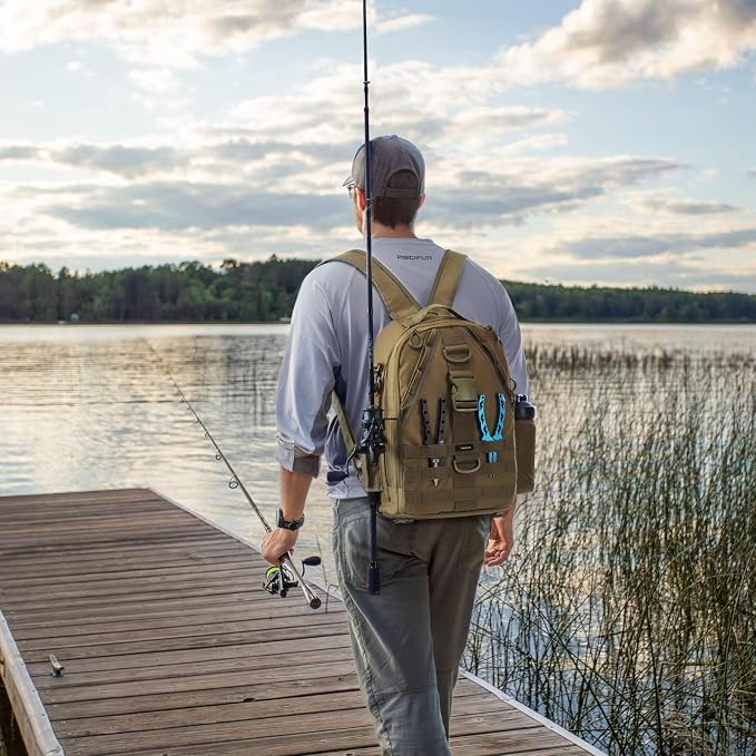 Piscifun Fishing Backpack with Rod Holder, Lightweight Sling Bag Storge Gear - Image 3