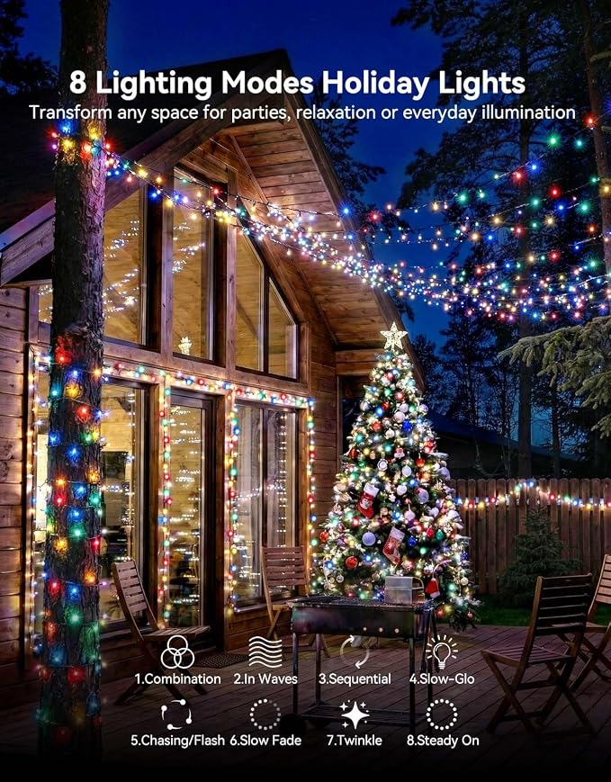 LitHome 99FT 300 LED String Lights Outdoor Indoor, 8 Modes Waterproof Christmas - Image 2