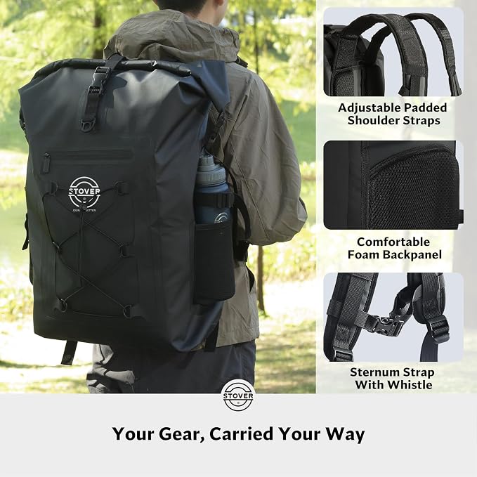 STOVER 5/10/25/30/40/55L Waterproof Dry Bag- Roll-Top Backpack w/Phone Case- - Image 3