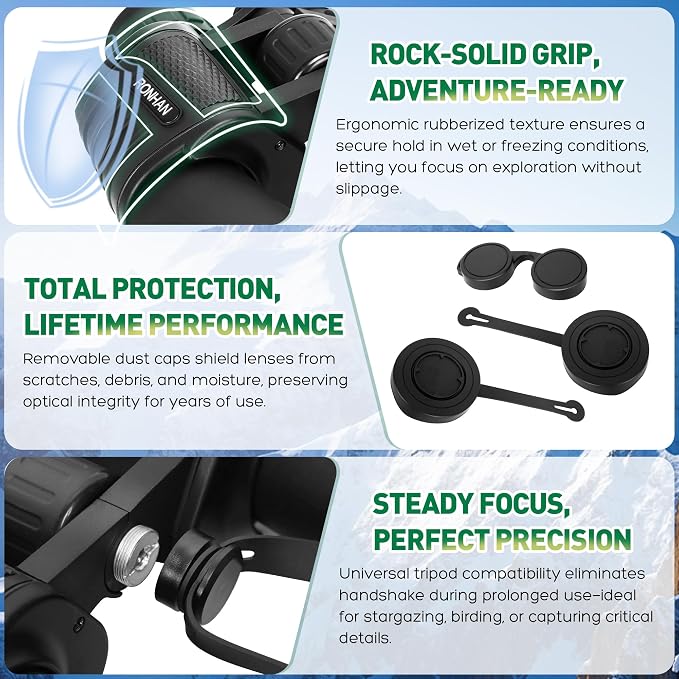 Binoculars for Adults High Powered, 20 x 50 Compact HD Large View Binoculars - Image 6