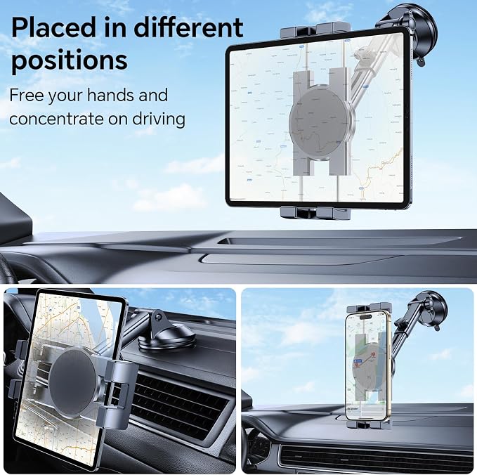 Tablet Holder for Car ipad Holder for Car【Windshield+Dash】Suction Cup ipad - Image 3