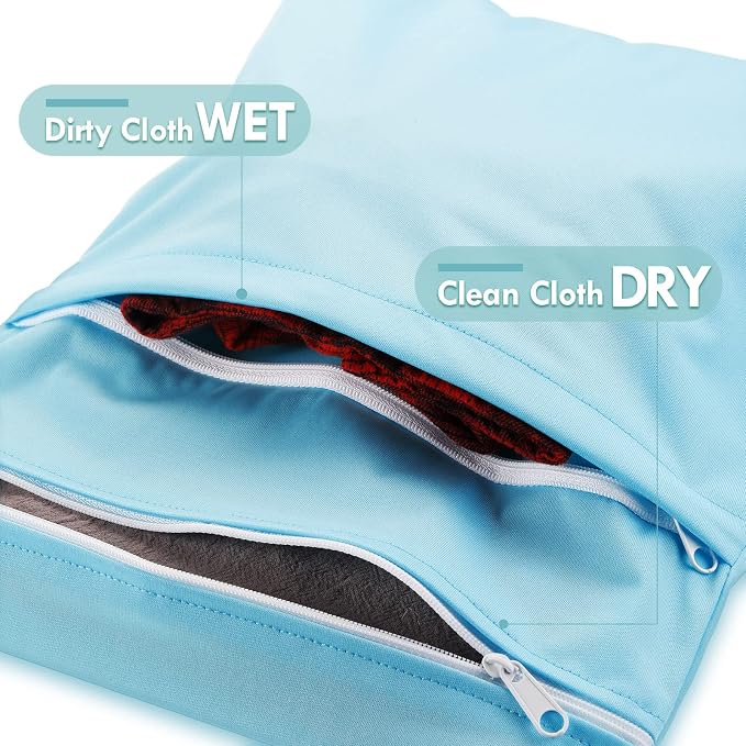 Kenning 6 Pack Wet Dry Bags Waterproof Reusable Cloth Diaper Storage Pouches - Image 3