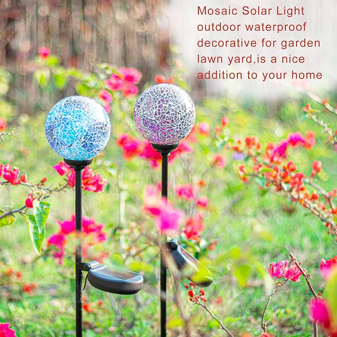 VCUTEKA Solar Garden Decorative Lights Outdoor, Mosaic Solar Light Waterproof - Image 4
