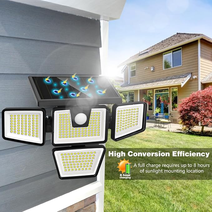 AmeriTop Solar Lights Outdoor, 2 Pack 300 LED High Brightness Cordless Solar - Image 5