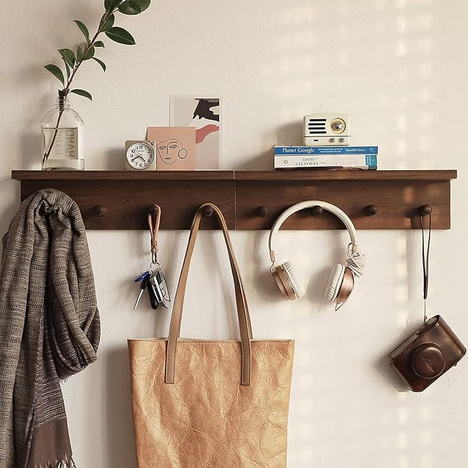 Entrance Coat Rack ，Coat Hooks, Wall-Mounted Wooden Hook Rack, Wall-Mounted - Image 2