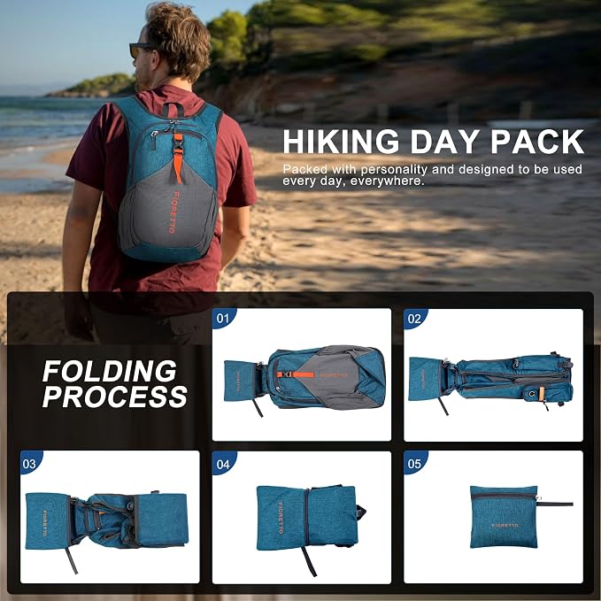 FIORETTO 15L Hiking Backpack for Women Men Mini Packable Backpack Lightweight - Image 9