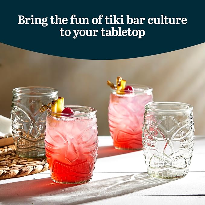 Libbey 4 Piece Modern Bar-Tiki Double Old Fashioned Glass Set, One Size - Image 2