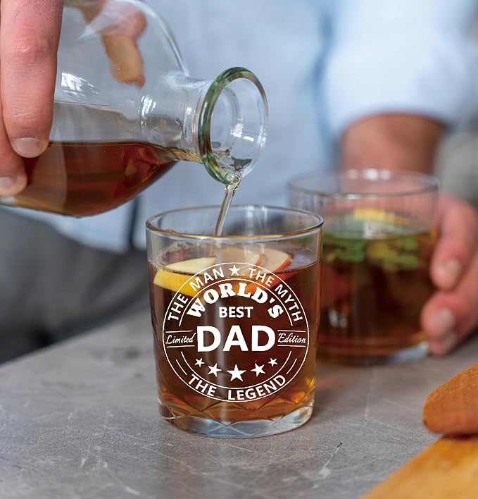 Nogrit World's Best Dad Whiskey Glasses 10 oz, Best Dad Gifts - Image 4