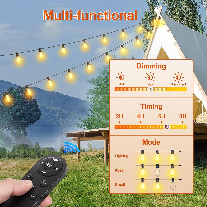 Stright 55FT Solar String Lights Outside Remote Control - Image 7