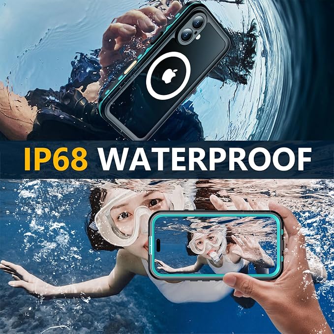 Red2Fire for iPhone 16 Case Waterproof, Phone Case 6.1" Blue/Clear - Image 2