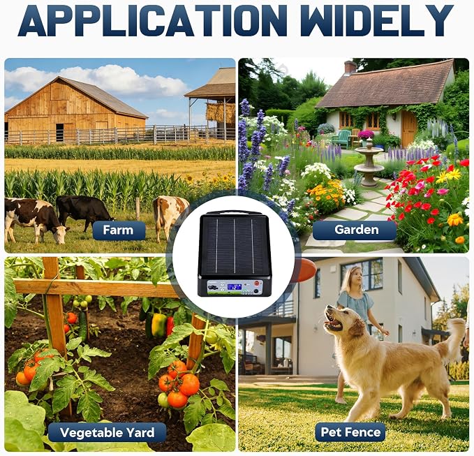 20 Miles Solar Electric Fence Charger, Adjustable Output Voltage: 6/8/10/12kV - Image 8