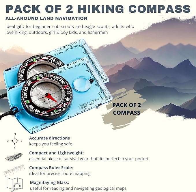 Trekker's Compass Crew Orienteering Compass, Magnetic Navigation Set - Image 3
