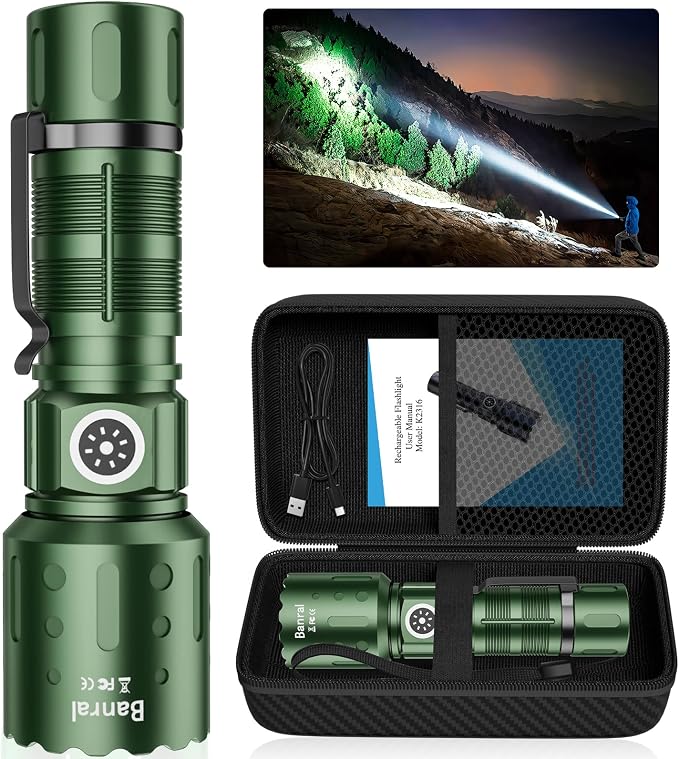 Banral Flashlights High Lumens Rechargeable, Super Bright Long Range Small by Banral