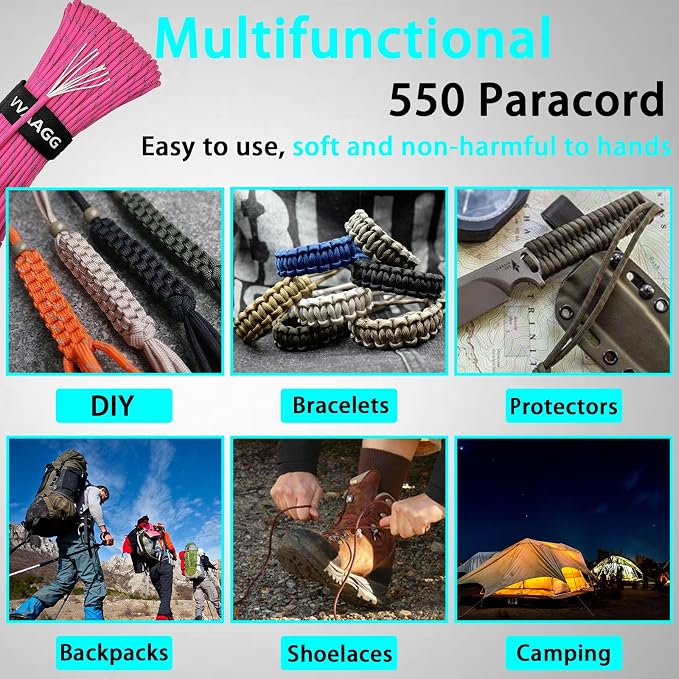 VVAAGG Reflective Paracord Rope 100FT, 7 Strand Nylon para Cord Lanyard Utility - Image 7