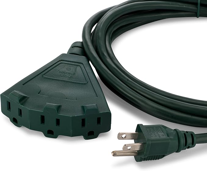 Holiday Lighting Outlet 15-Foot Green Extension Cord, 3-Prong Indoor & Outdoor - Image 2