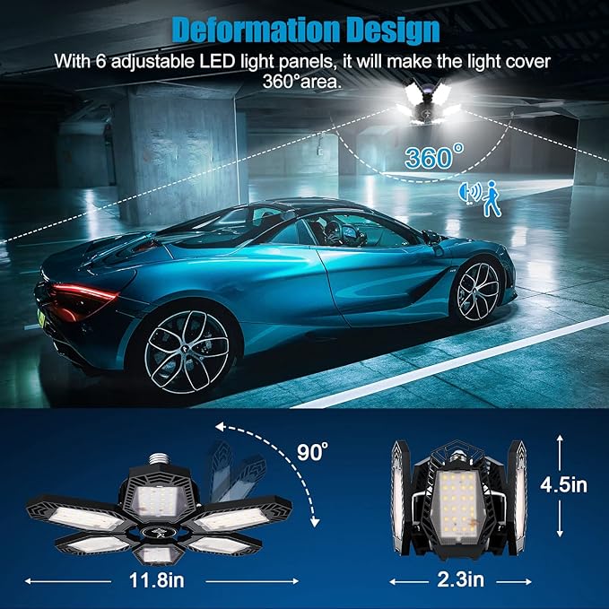 TANBABY 2 Pack LED Garage Lights - Image 4