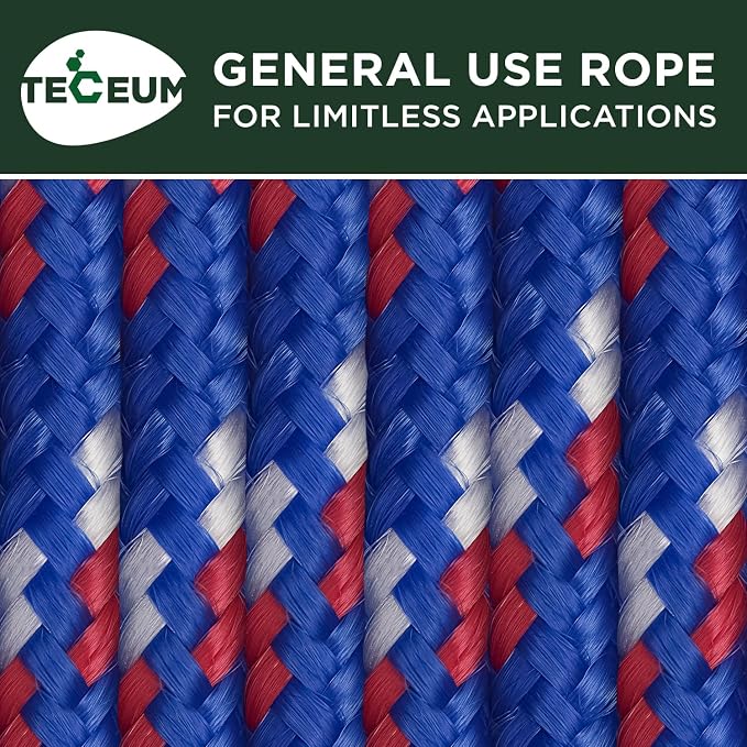 TECEUM Rope – 90 Feet x 3/8 Inch – Patriot Mix – Strong All-Purpose Utility - Image 9