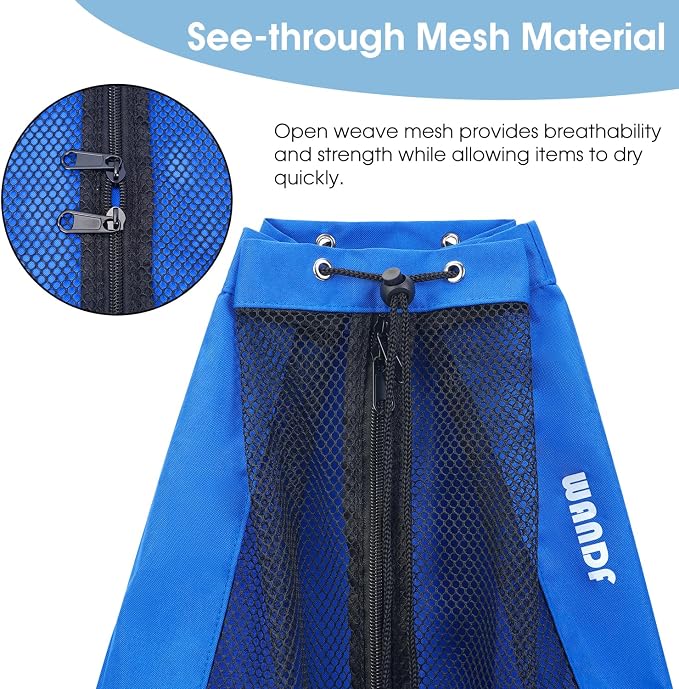 WANDF Swim Bag Mesh Drawstring Backpack Beach Backpack - Image 5