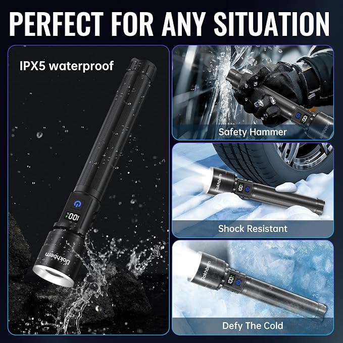 Rechargeable Flashlights 2 Pack, Super Bright LED Long Handle Flashlight - Image 9