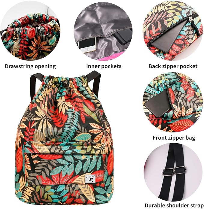 Waterproof Drawstring Bag, Gym Bag Sackpack Sports Beach Backpack - Image 3