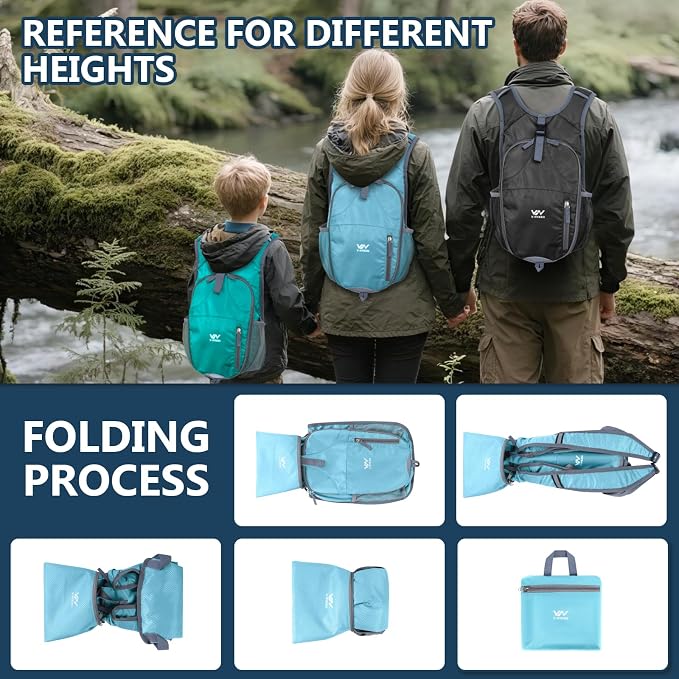 15L Foldable Hiking Backpack, Lightweight Packable Waterproof Machine Washable - Image 3