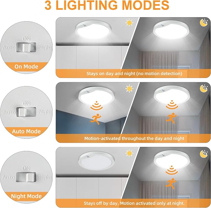 2-Pack Motion Sensor Ceiling Lights Hard-Wired, 9Inch Indoor Motion Activated - Image 3