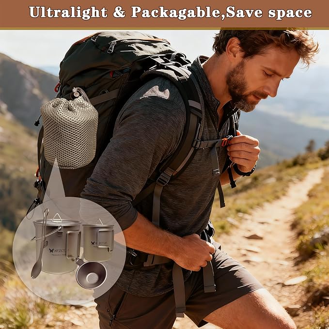 750ml/420ml Ultralight Titanium Pot Coffee Tea Mug Combo - Image 8