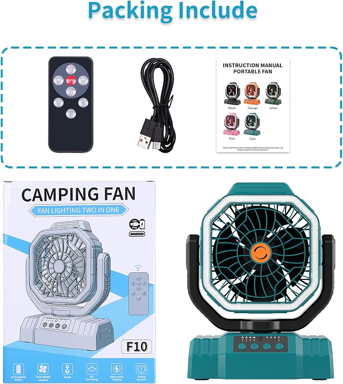 AVV 20000mAh High Speed Portable Camping Rechargeable Fan - Image 8