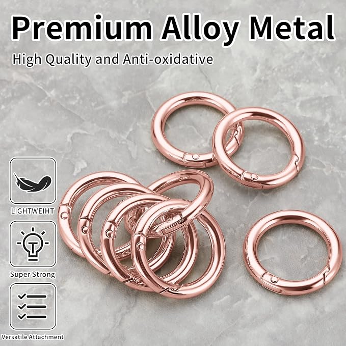Gkeygo Key Ring Clip, 1 Inch Keychain Rings, 8 Pack Round Carabiner Clip - Image 2