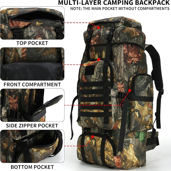 Hiking Backpack for Men 70L/100L Camping Backpack Military Rucksack Molle 3 - Image 3