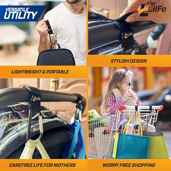 4 Pcs Baby Stroller Hooks for Hanging | Multipurpose Stroller Straps - Image 5