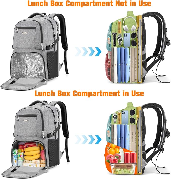 Insulated Lunch Backpack Fit 17" Laptop, Work Backpack - Image 5