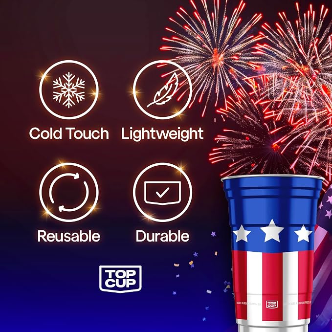 Top Cup America's 250th Birthday 20 oz Reusable Aluminum Party Cups 20 Count | - Image 3