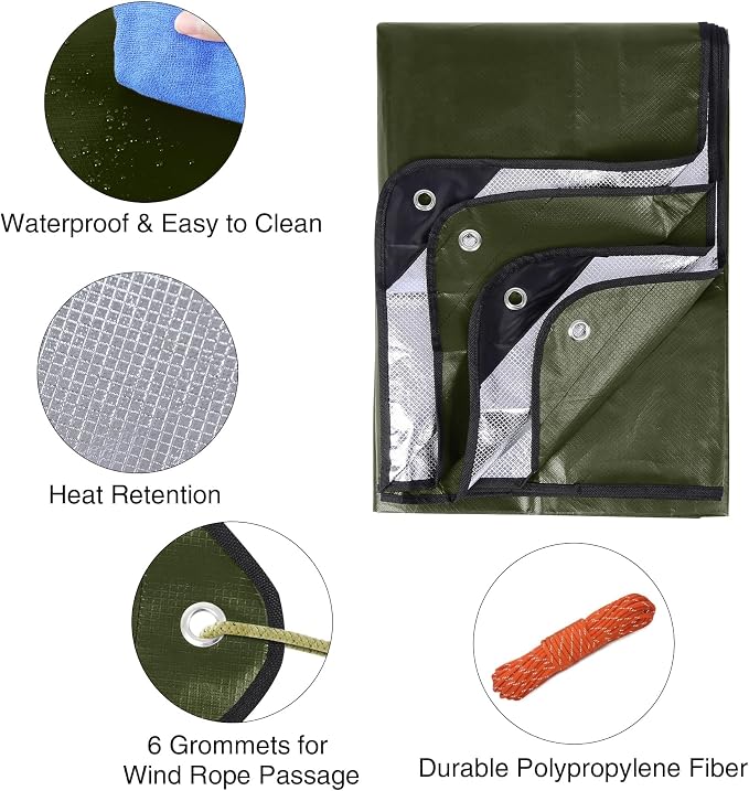 RedSwing 2 Pack Heavy Duty Waterproof Emergency Thermal Tarp, Insulated - Image 4
