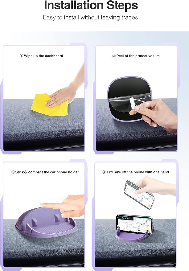 Loncaster Car Phone Holder, Car Phone Mount Silicone Car Pad Mat - Image 4
