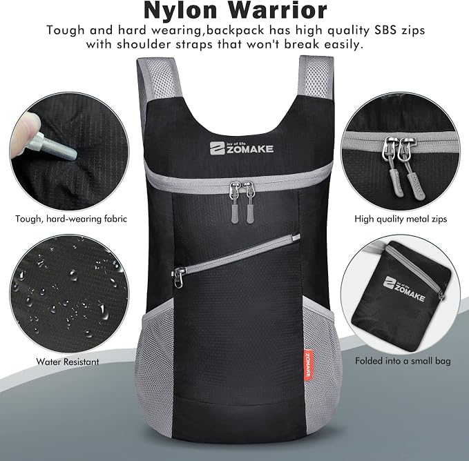 ZOMAKE Lightweight Packable Backpack, Foldable Backpacks Small Daypack - Image 4