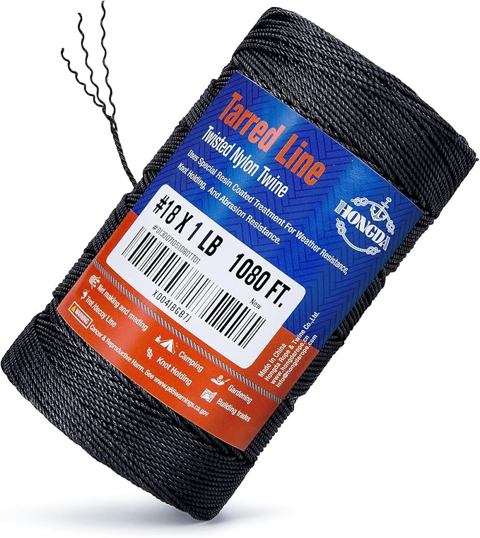 HONGDA Tarred Twine, 1080 Feet Nylon Twine #18 Bank Line-Black Nylon String - Image 6