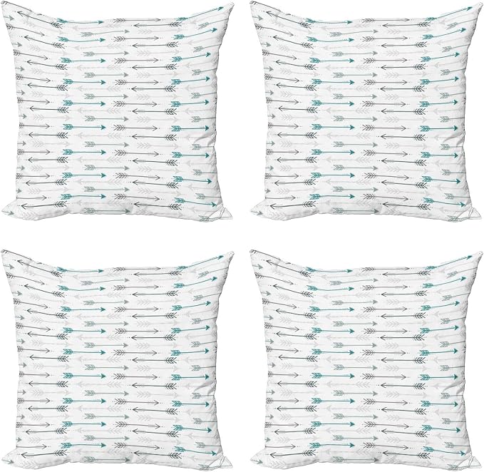 Ambesonne Teal Throw Pillow Cushion Case Pack of 4, Retro Arrow Pattern in by Ambesonne